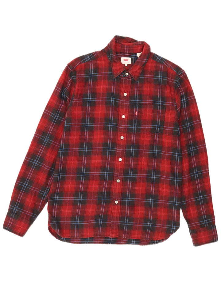 Levi's Herren-Flanellhemd, mittelrot, kariert, Baumwolle