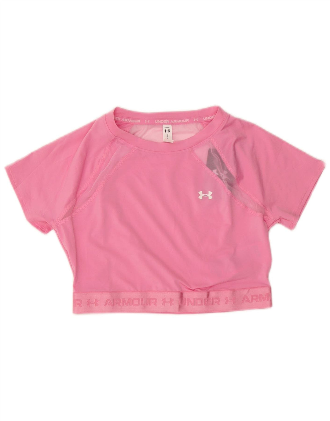 Under Armour Damen Crop Graphic T-Shirt Top UK 12 Mittelrosa Polyester