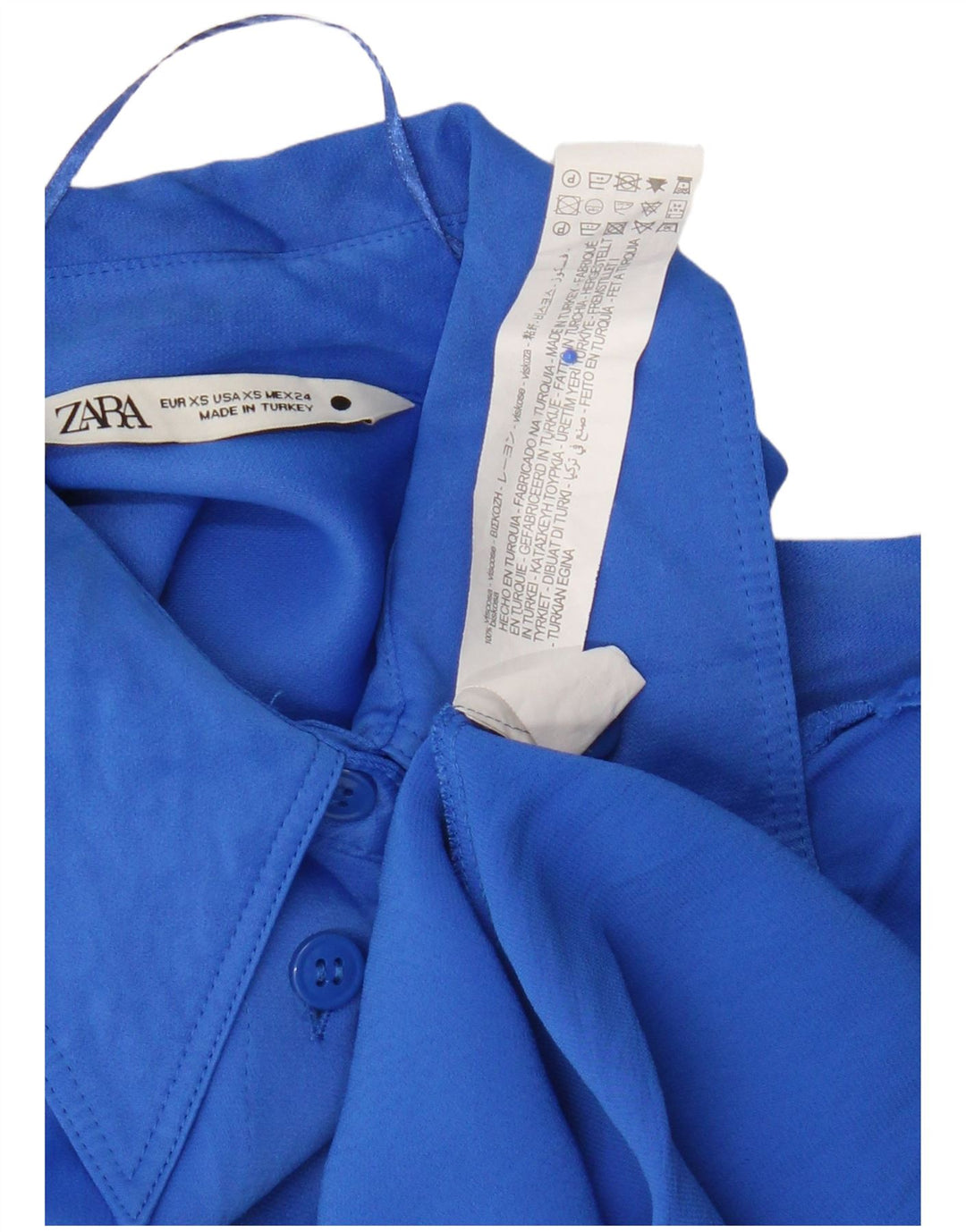 Zara Damen Hemd UK 6 XS Blaue Viskose