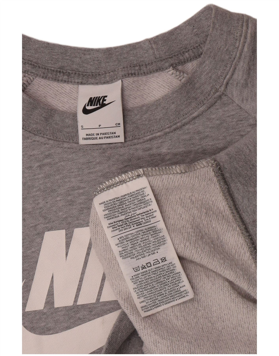 Nike Womens Graphic Sweatshirt Pullover UK 10 Small Grau gefleckte Baumwolle