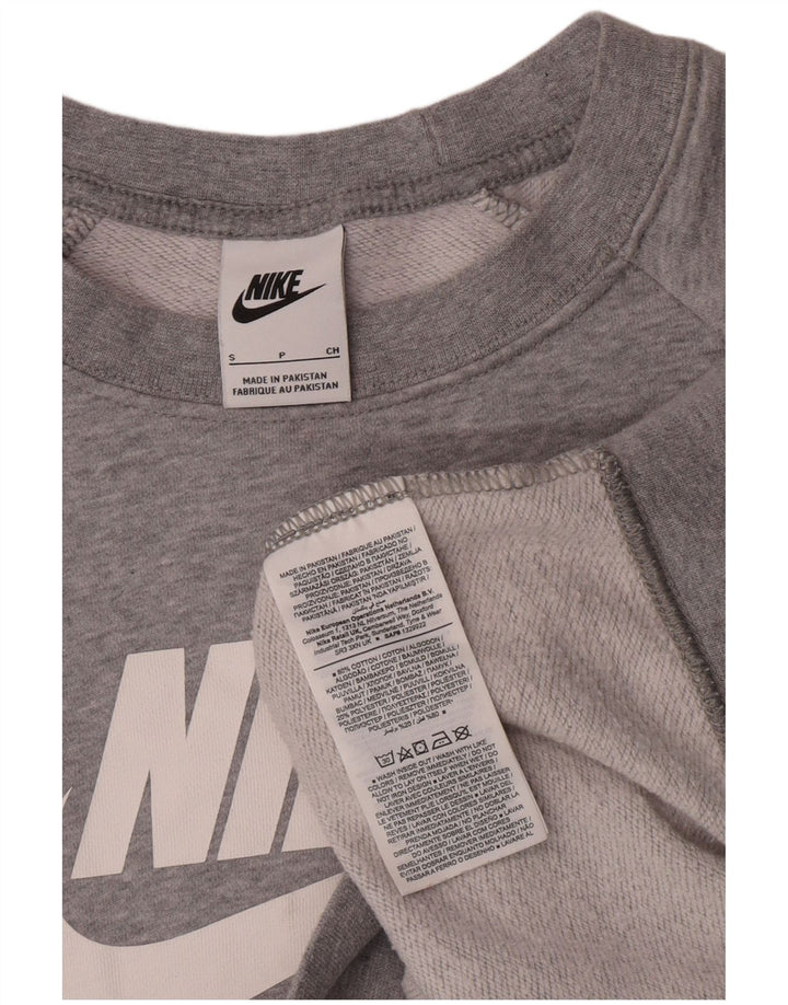 Nike Womens Graphic Sweatshirt Pullover UK 10 Small Grau gefleckte Baumwolle