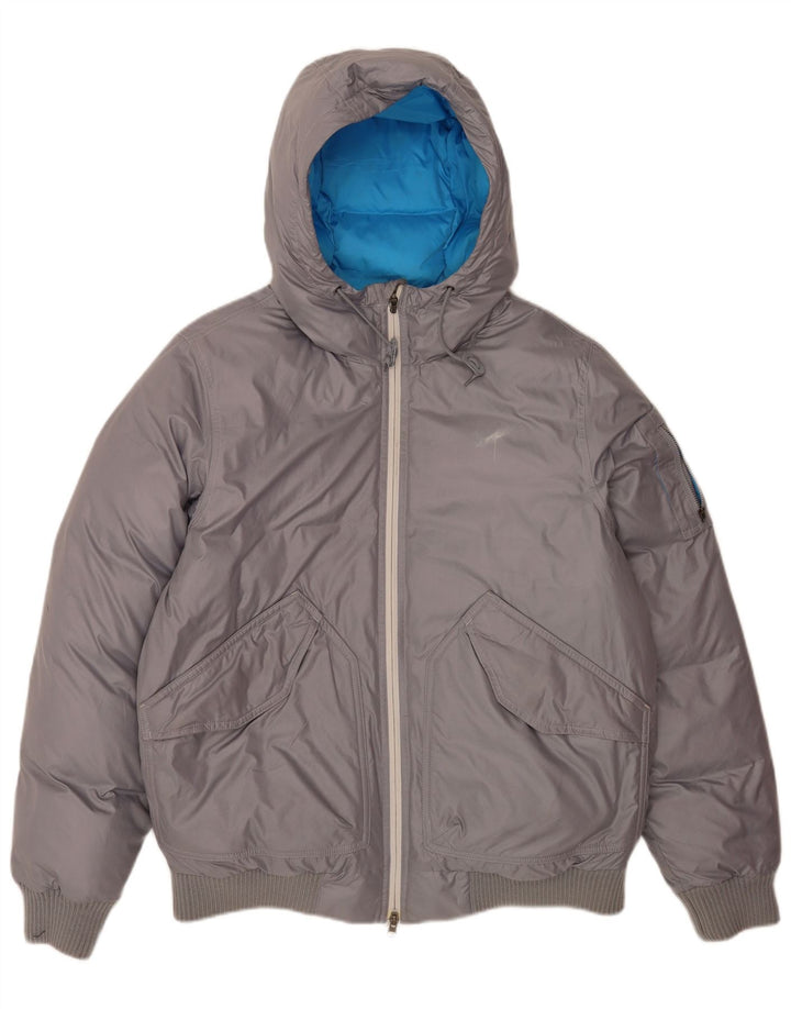 Nike Herren-Jacke mit Kapuze, gepolstert, UK 38, mittelgraues Polyester