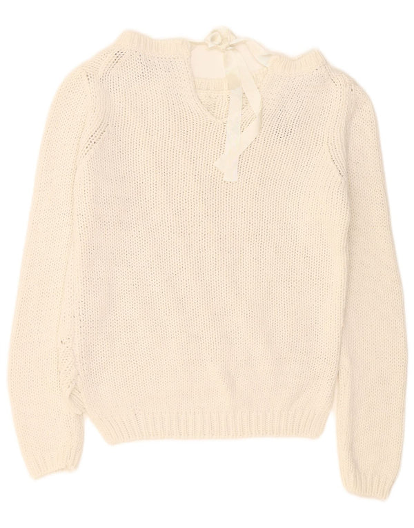 Massimo Dutti Damen-Pullover mit U-Boot-Ausschnitt, UK 14, Mittelweiß