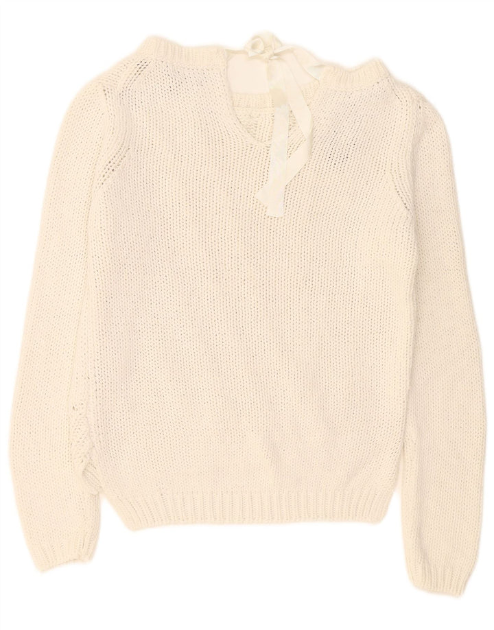 Massimo Dutti Damen-Pullover mit U-Boot-Ausschnitt, UK 14, Mittelweiß