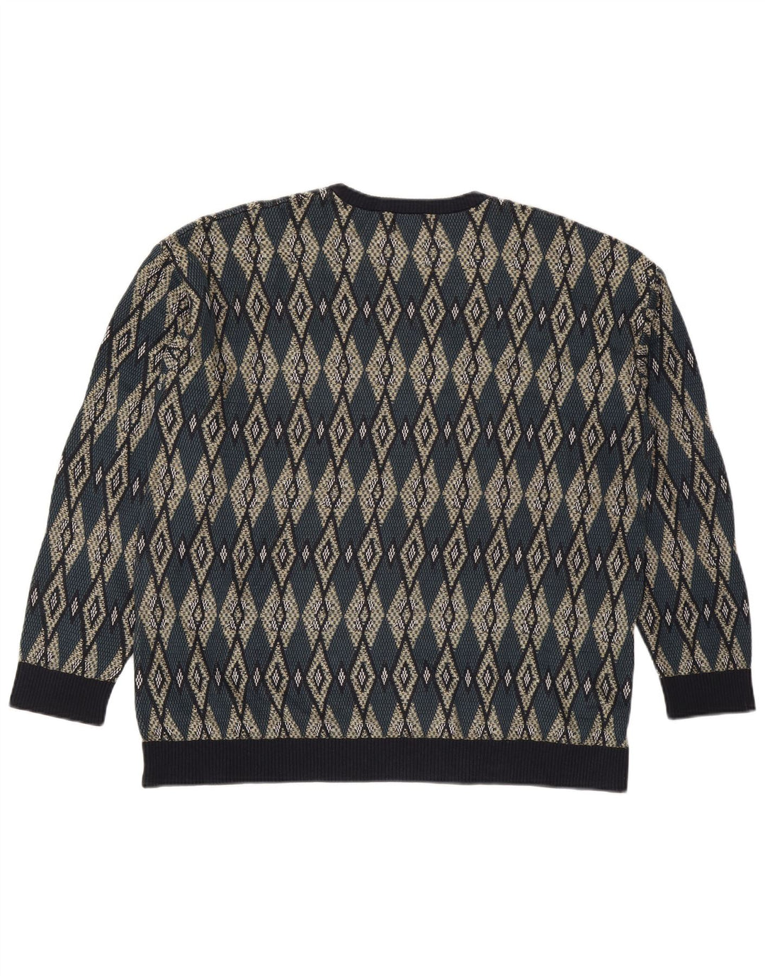Zara Herren-Pullover mit Rundhalsausschnitt, XL, mehrfarbig, Argyle/Diamant-Acryl
