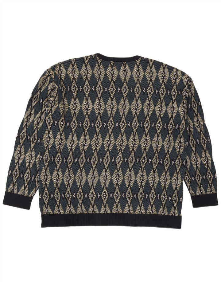 Zara Herren-Pullover mit Rundhalsausschnitt, XL, mehrfarbig, Argyle/Diamant-Acryl