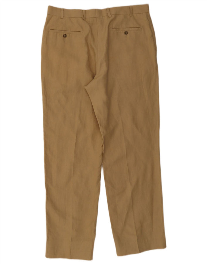 Gerade Herren-Anzughose von Marks & Spencer, W36, L33, braunes Leinen