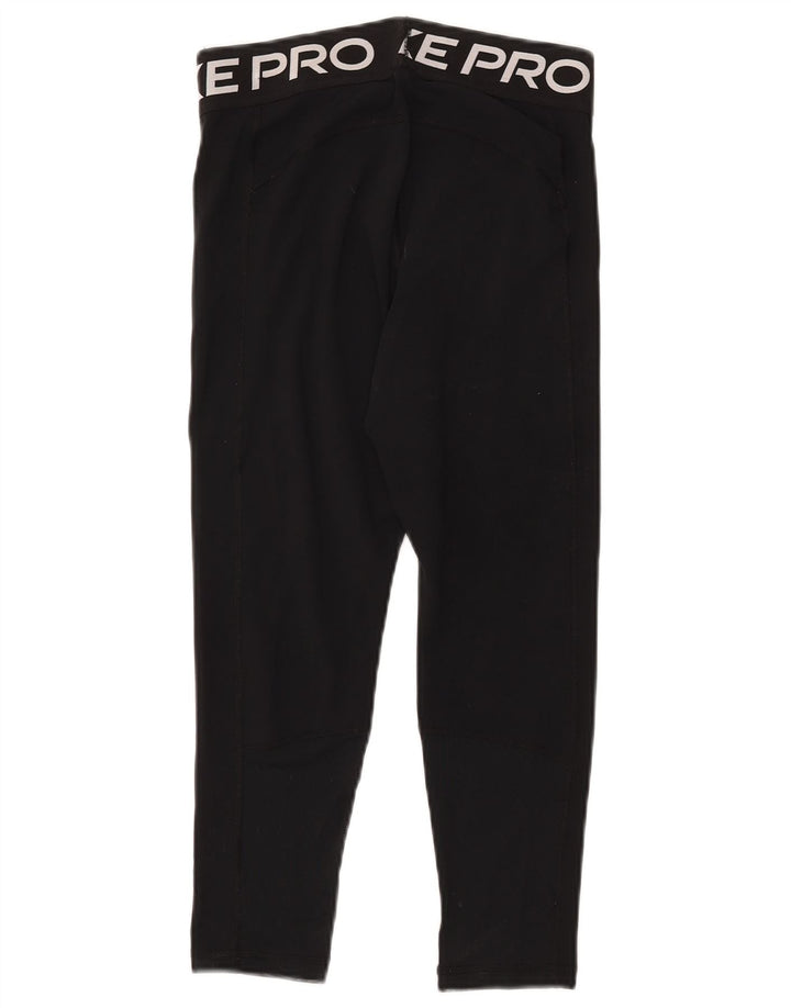 NIKE Womens Dri Fit Graphic Capri Leggings UK 12 Mittelschwarzes Polyester