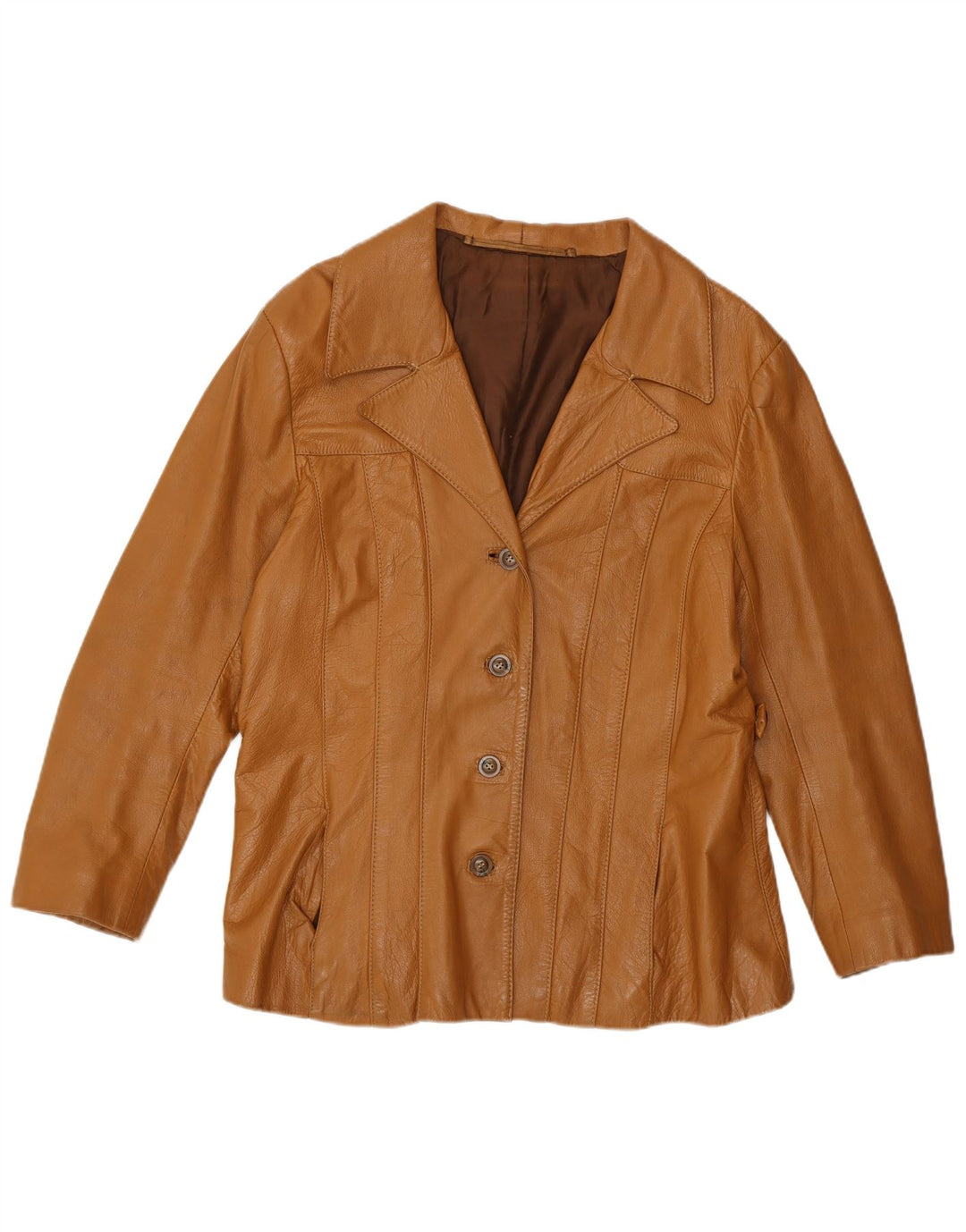 Vintage Damen Lederjacke UK 12 Mittelbraun