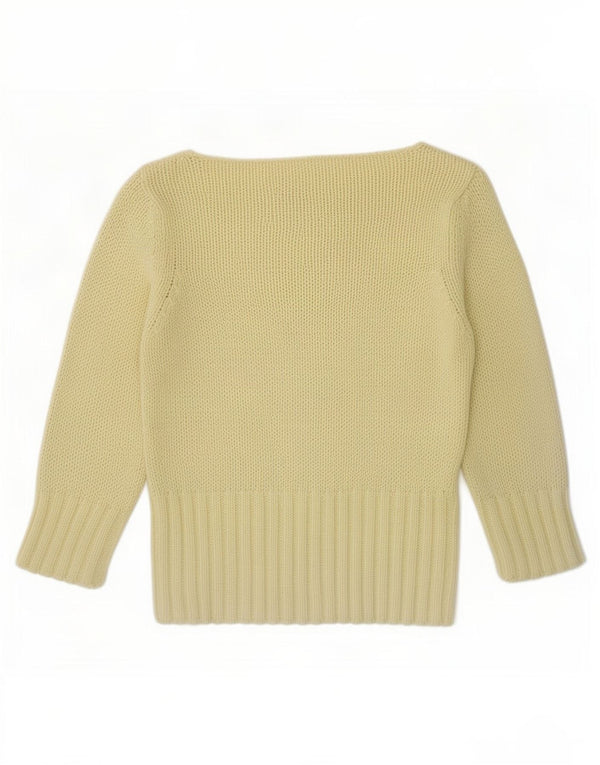Zara Damen Pullover mit 3/4-Ärmeln, bauchfrei, U-Boot-Ausschnitt, Gr. 12, Mittelgelb