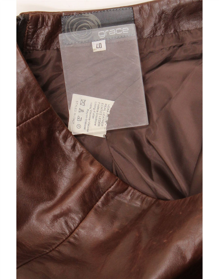 Vintage Damen Lederrock IT 40 Small W28 Braunes Leder