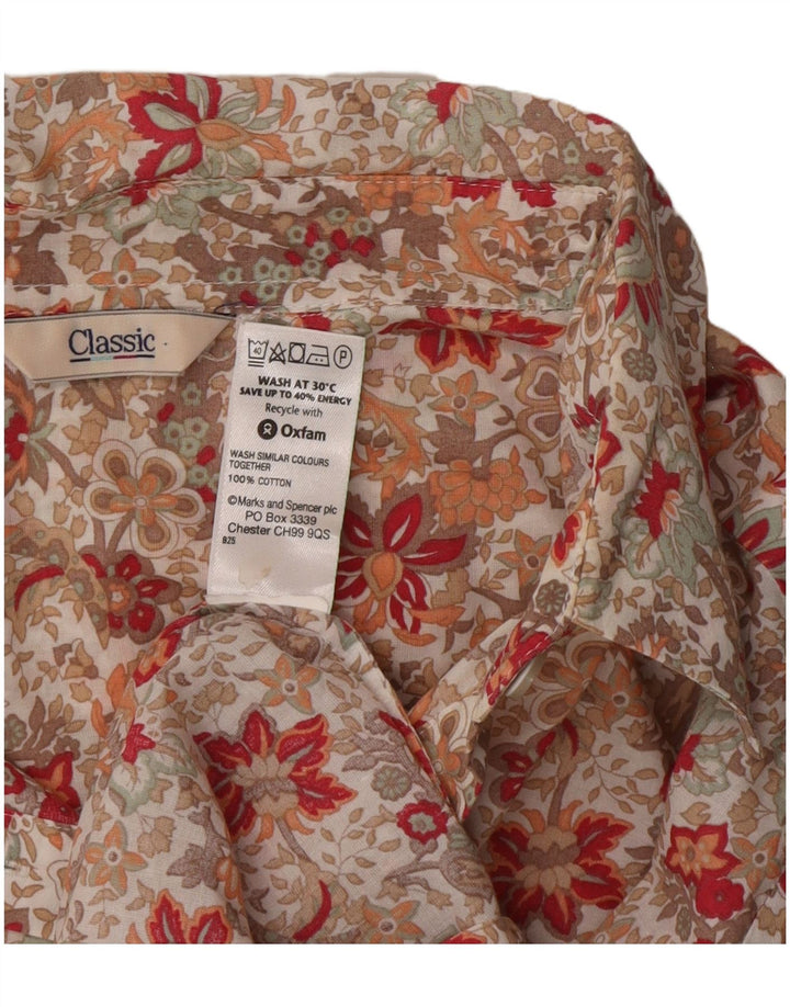 Marks & Spencer Damen-Hemd UK 14, groß, mehrfarbig, geblümt, Baumwolle