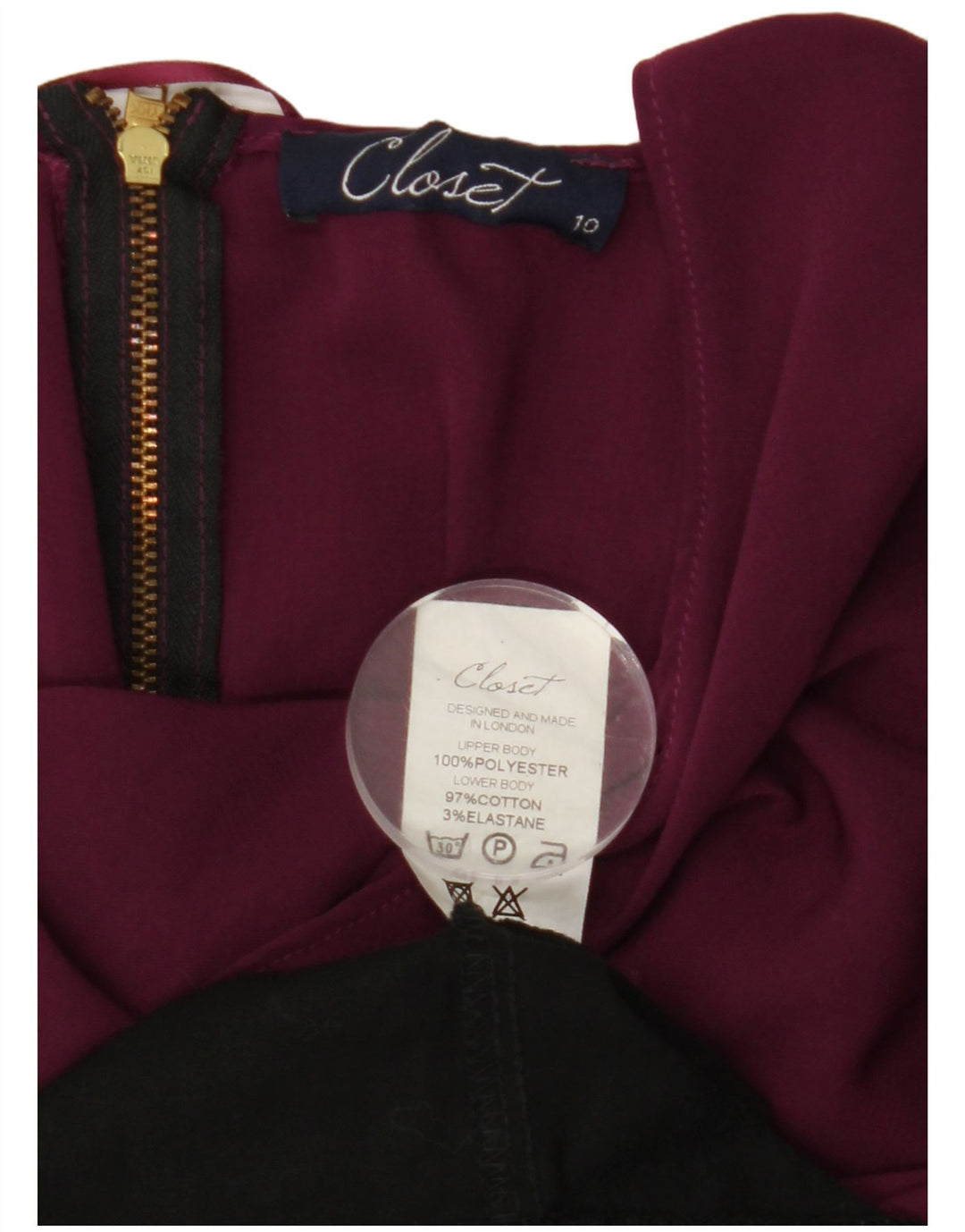 CLOSET Ärmelloses Etuikleid für Damen, UK-Größe 10, Größe S, Schwarz, Colourblock-Baumwolle