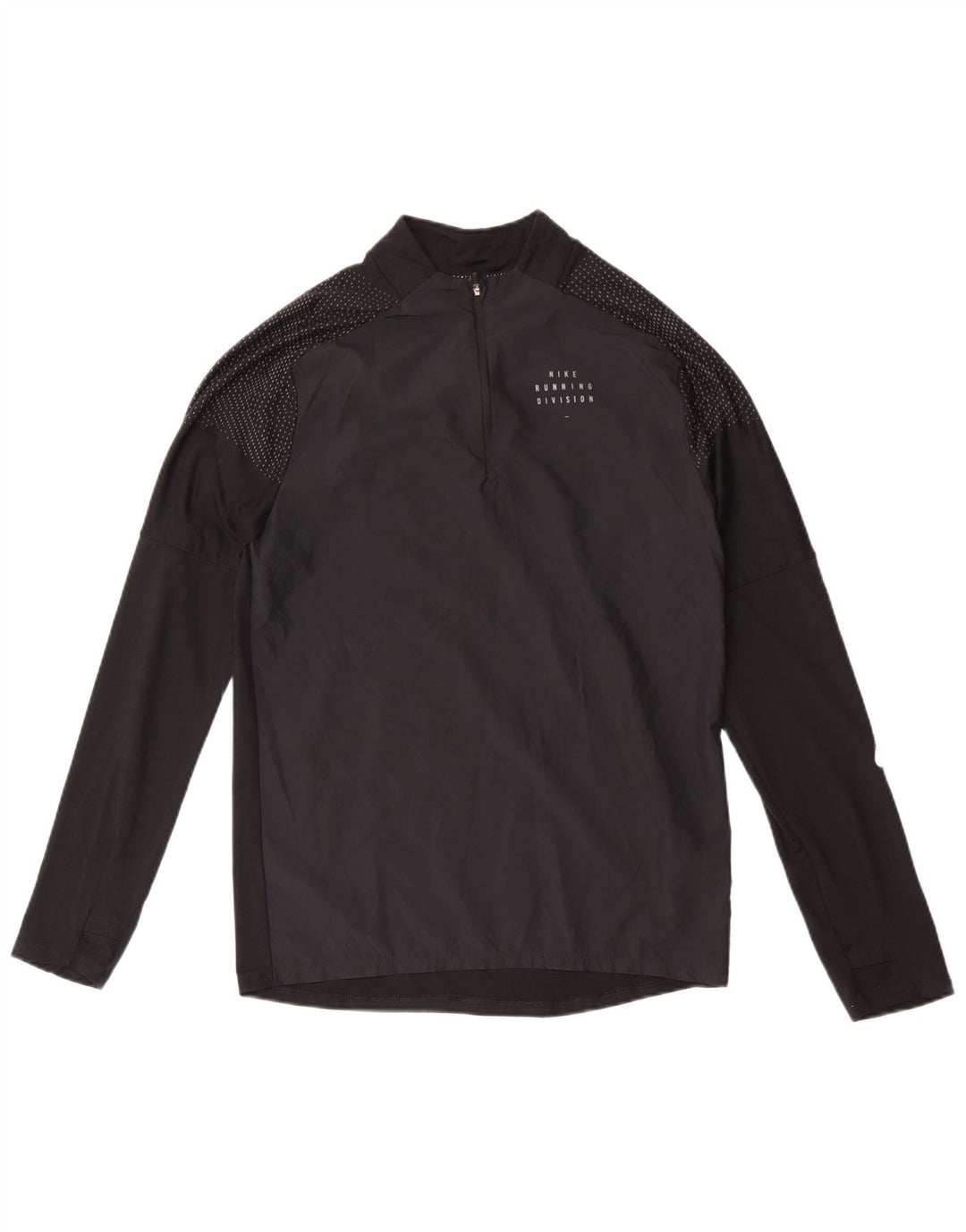 Nike Herren-Dri-Fit-Oberteil mit Reißverschluss, langärmlig, klein, schwarz geflecktes Polyester