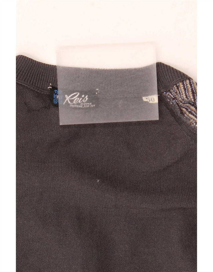 Vintage Herren Pullover mit V-Ausschnitt IT 50 Mittelbraun Geometrisch