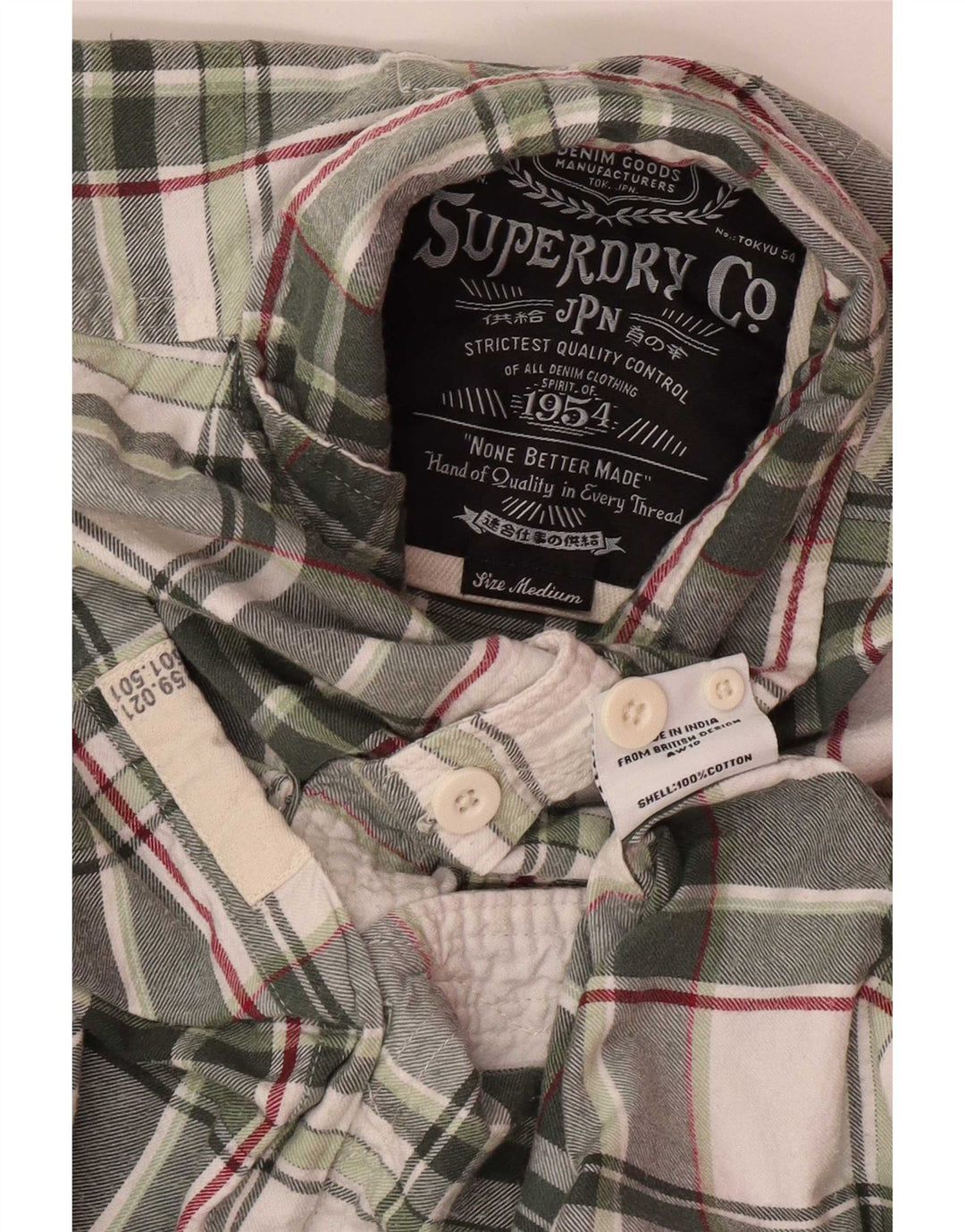 Superdry Herren-Flanellhemd aus mittelgrüner, karierter Baumwolle