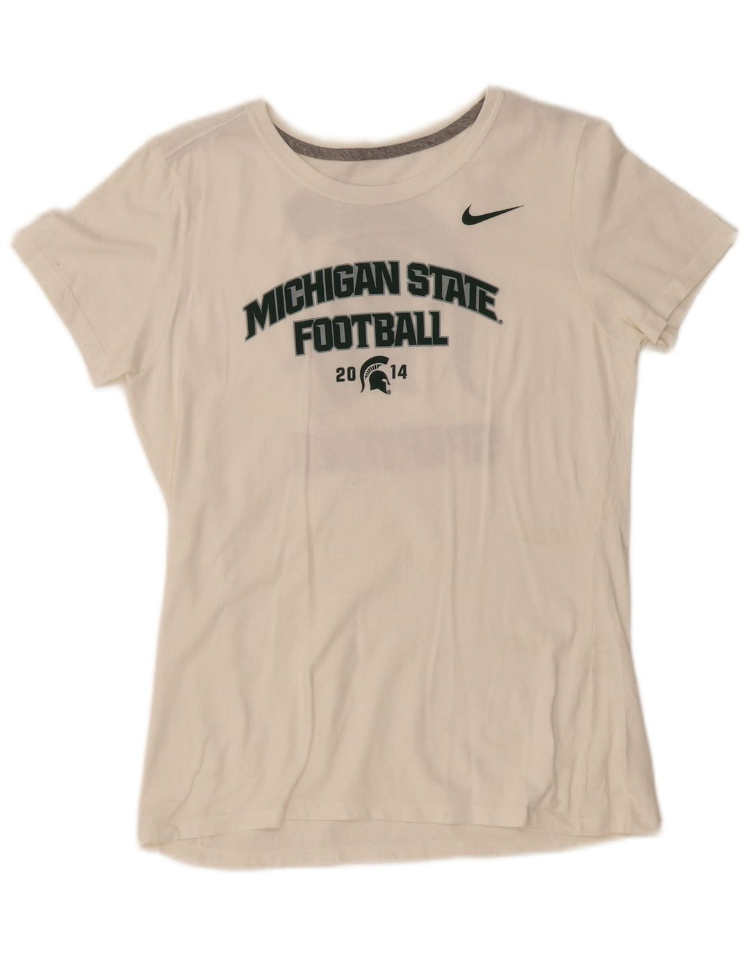 NIKE Damen Michigan State Graphic T-Shirt Top UK 12 Medium Off White