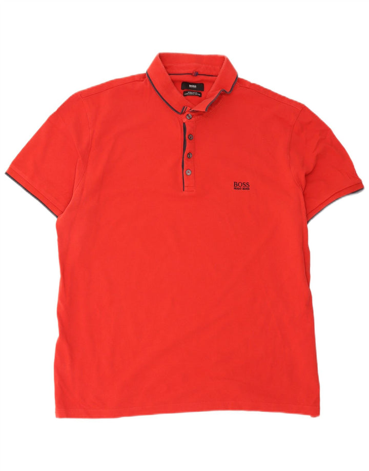 Hugo Boss Herren-Poloshirt mit normaler Passform, große rote Baumwolle
