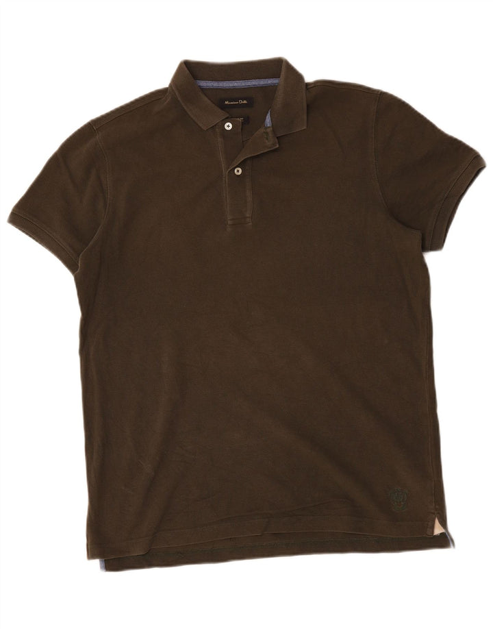 Massimo Dutti Herren-Poloshirt mit normaler Passform, mittlere Khaki-Baumwolle