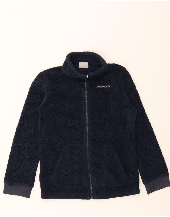 COLUMBIA Boys Fleece Jacket 14-15 Years Large  Navy Blue Polyester Vintage Columbia and Second-Hand Columbia from Messina Hembry 