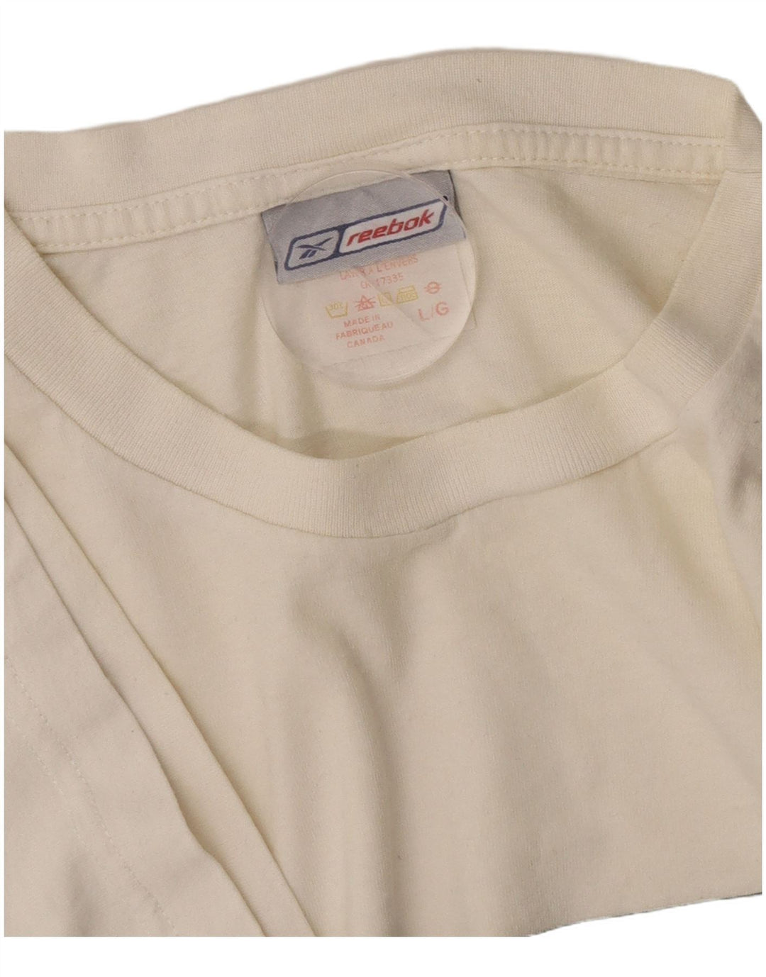 Reebok Herren Grafik-T-Shirt-Oberteil, groß, cremefarbene Baumwolle