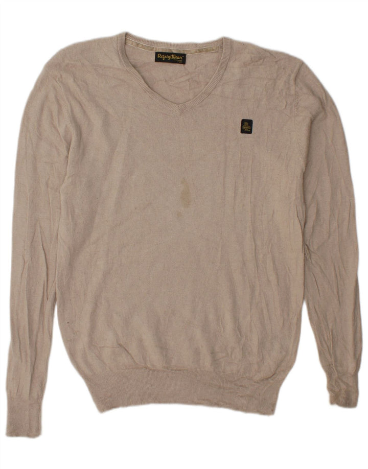 Refrigiwear Herren-Pullover mit V-Ausschnitt, groß, beige Seide