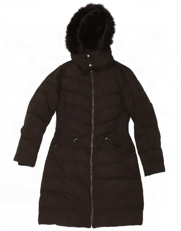 Zara Damen Kapuzenmantel, gepolstert, UK 12, Mittelschwarz, Polyester