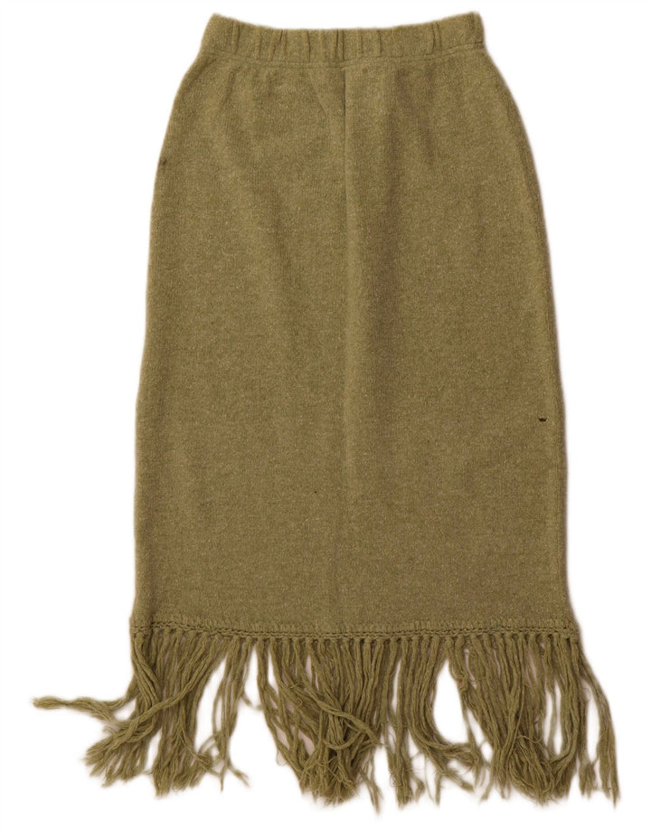 Vintage Damen Strick Midirock Medium W28 Grüne Wolle