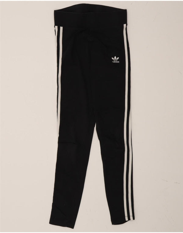 Adidas Damen Leggings UK 6 XS Schwarz Baumwolle