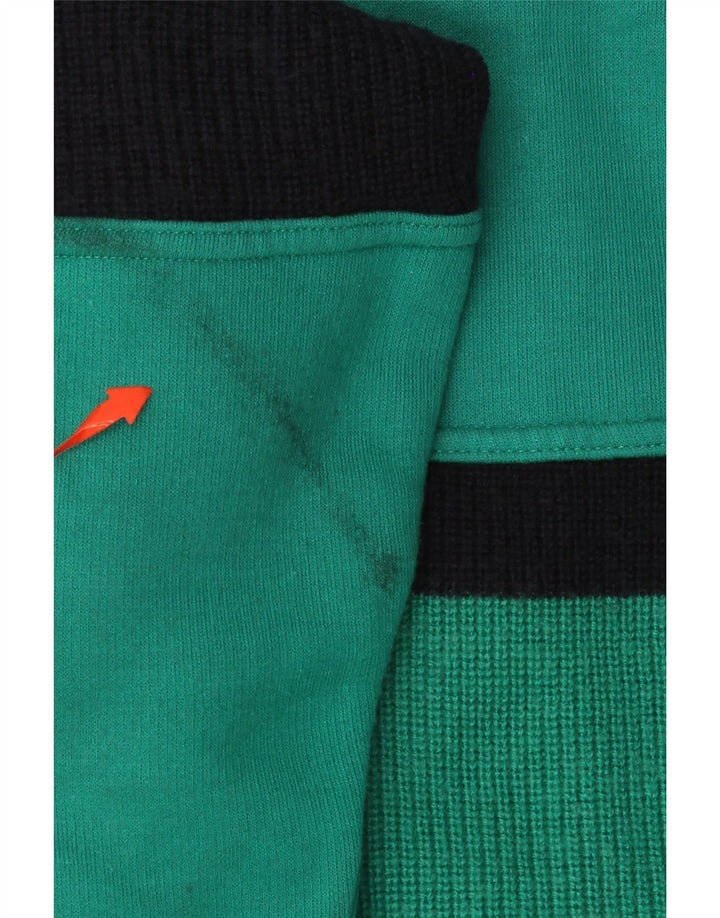 VINTAGE Herren-Cardigan-Pullover, große grüne Colourblock-Wolle