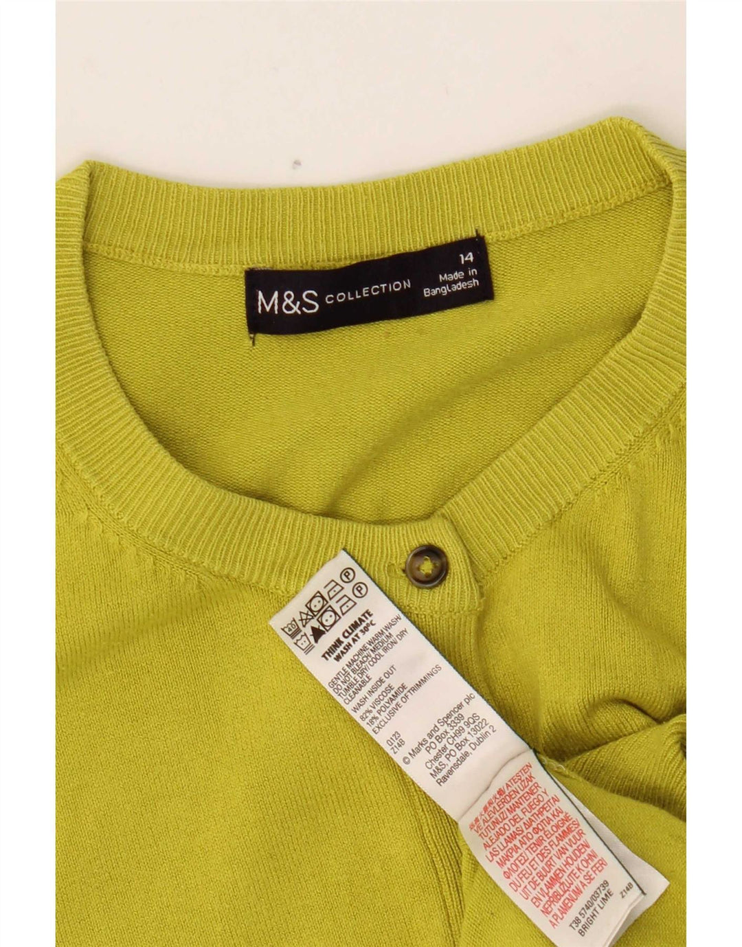 Marks & Spencer Damen Crop Cardigan Pullover UK 14 Mittelgelbe Viskose