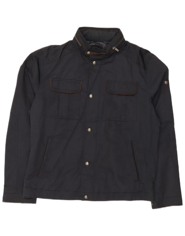 Massimo Dutti Herren-Utility-Jacke mit Kapuze, UK 42, XL, Marineblau, Baumwolle