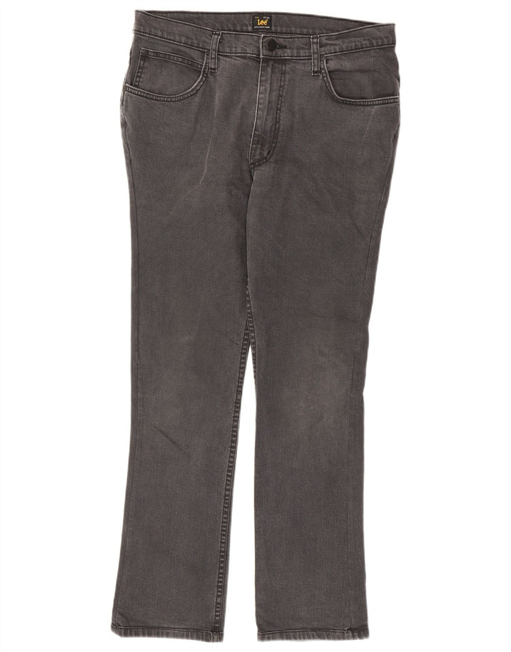 Lee Herren Brooklyn Straight Jeans W34 L30 Graue Baumwolle