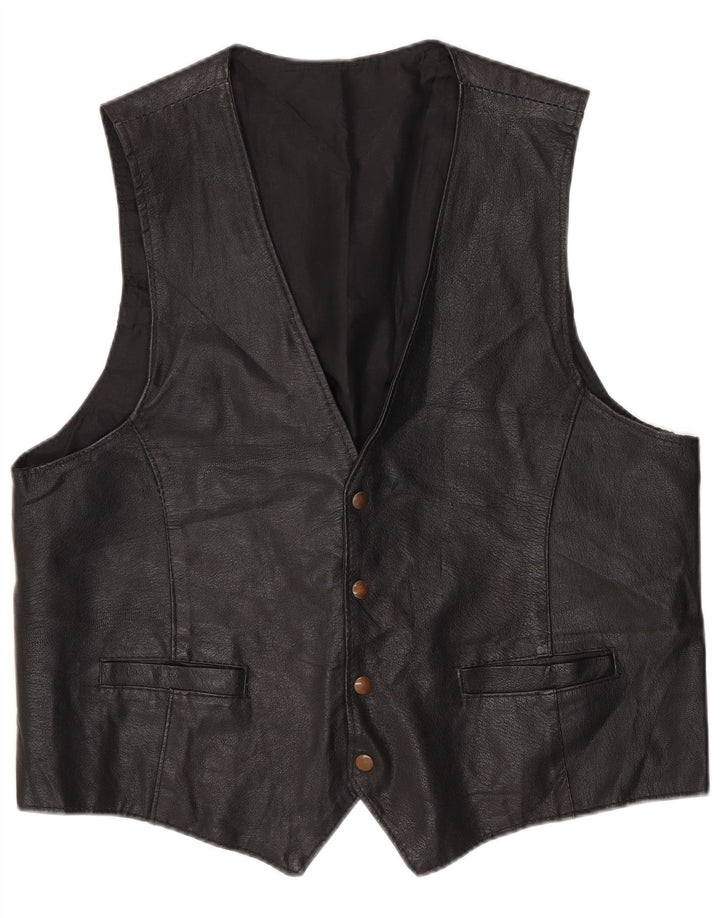 Vintage Herren Lederweste XL Schwarz