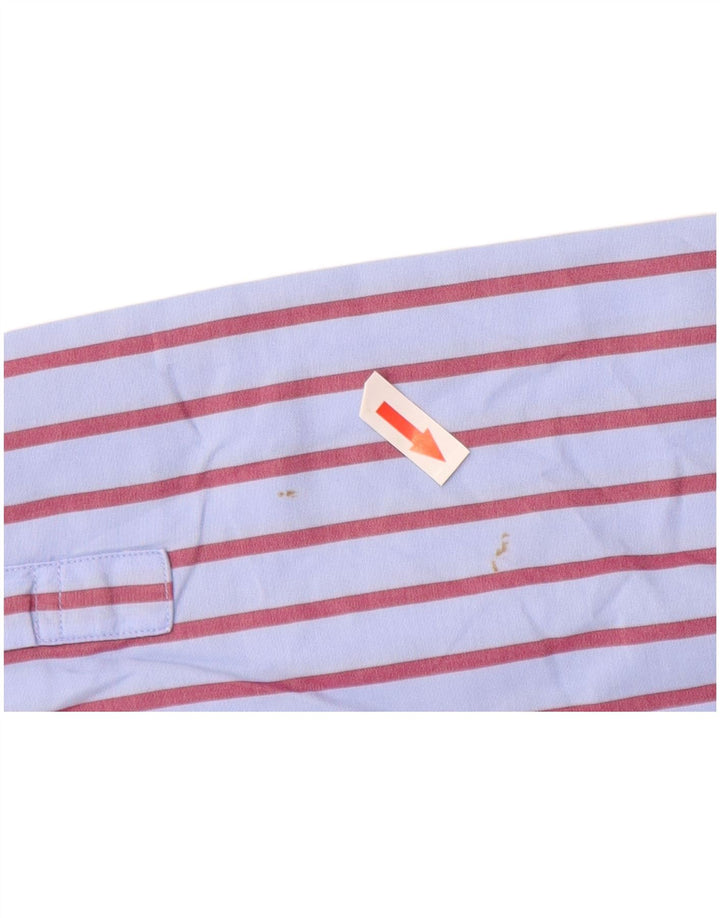 Lacoste Herrenhemd, Größe 41, große blaue Nadelstreifen-Baumwolle