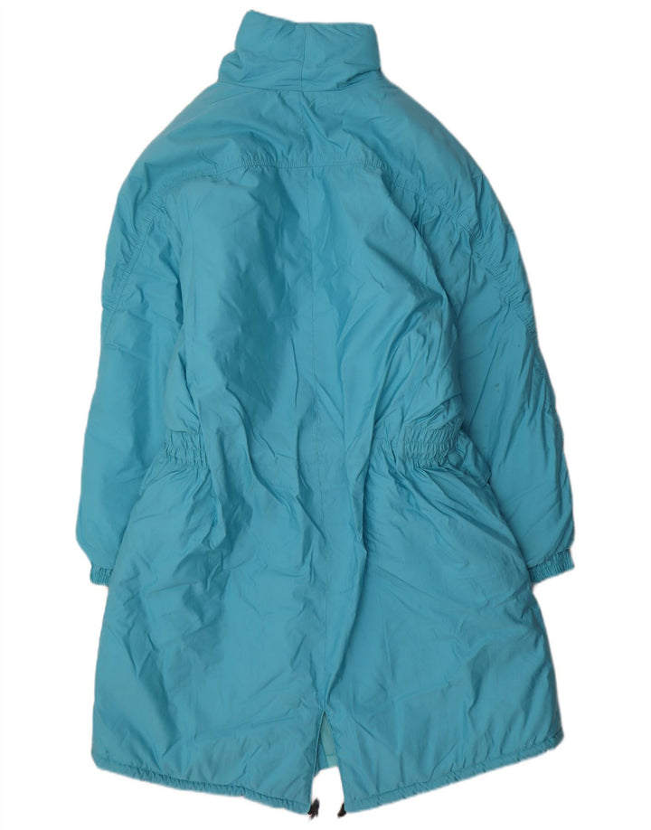 Vintage Damen Übergroßer gepolsterter Mantel IT 38 XS Blaues Polyamid