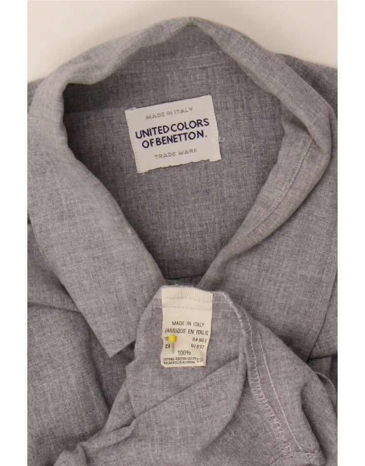Benetton Herren-Hemd, groß, aus grauer Baumwolle