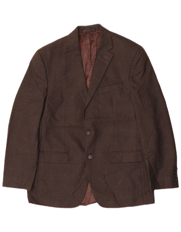Chaps Herren-Blazer mit 2 Knöpfen, UK 40, groß, braun kariert, Polyester
