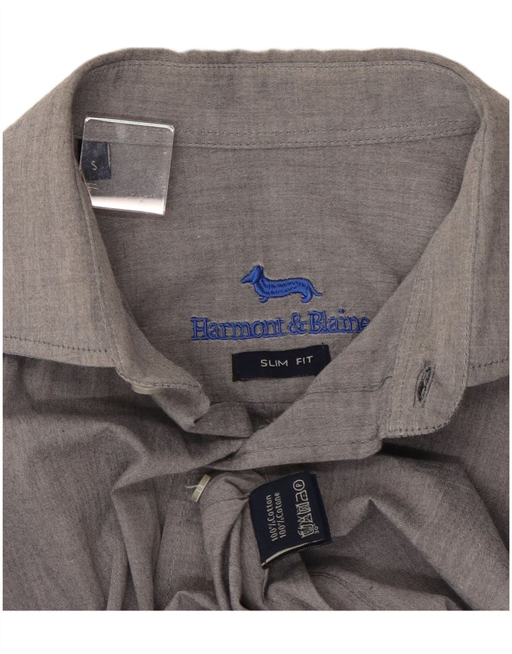 HARMONT & BLAINE Herren-Slim-Fit-Hemd, Größe S, Grau, Baumwolle