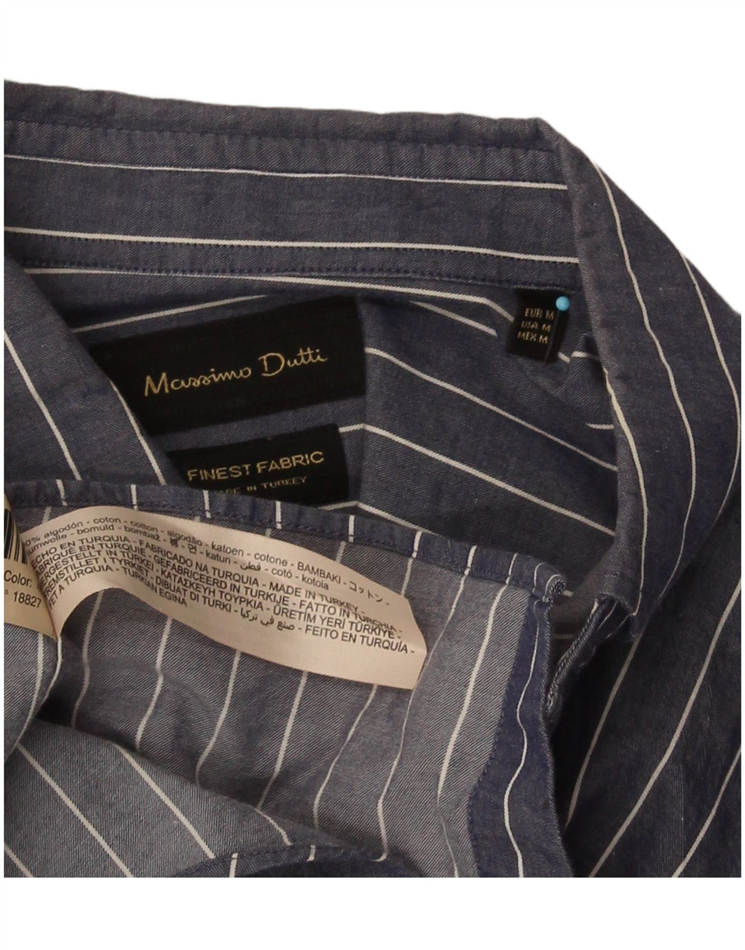 Massimo Dutti Herren-Hemd mit normaler Passform, mittelmarineblau, gestreift, Baumwolle