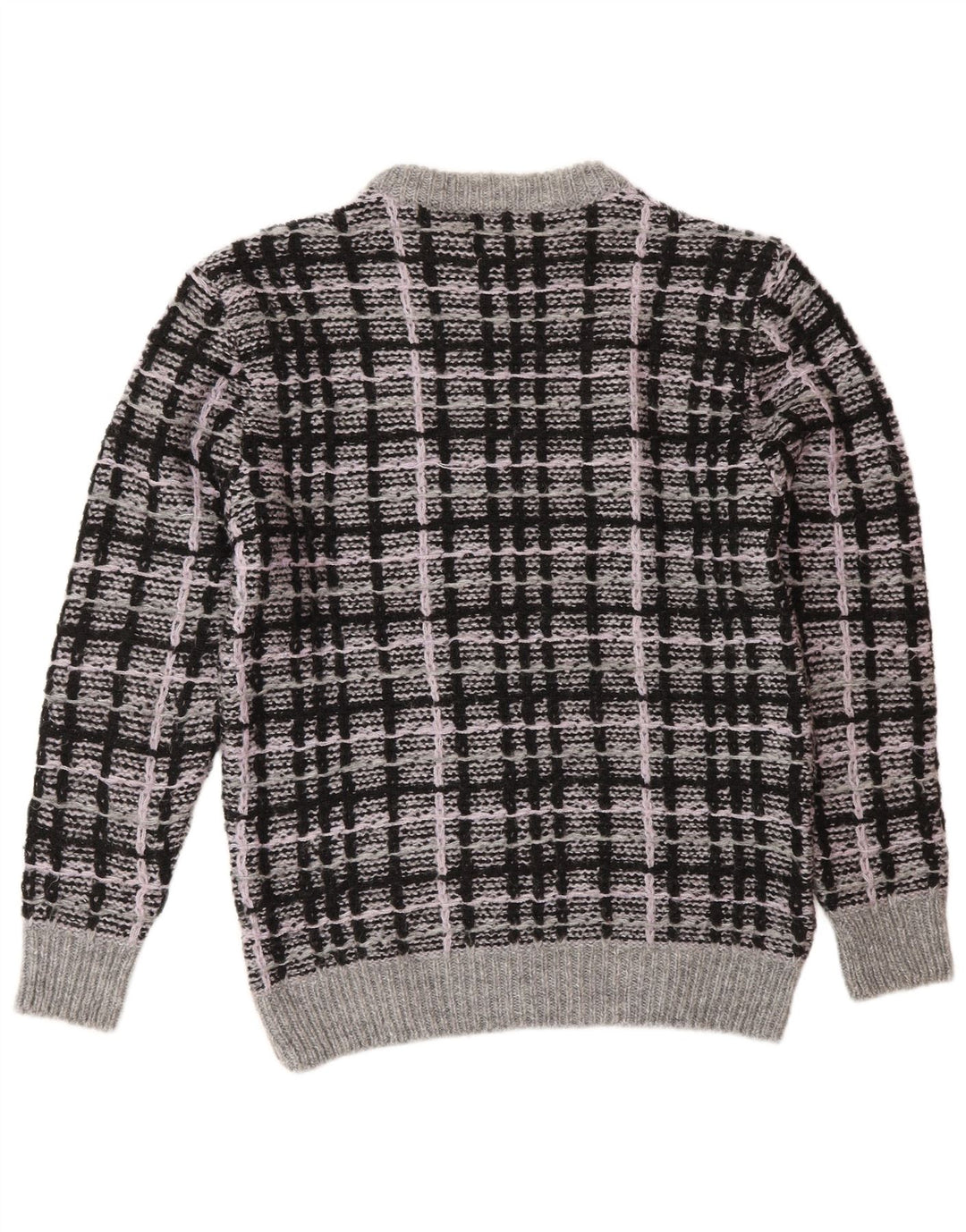 Zara Herren-Pullover mit Rundhalsausschnitt, mittelgraues Karo-Acryl