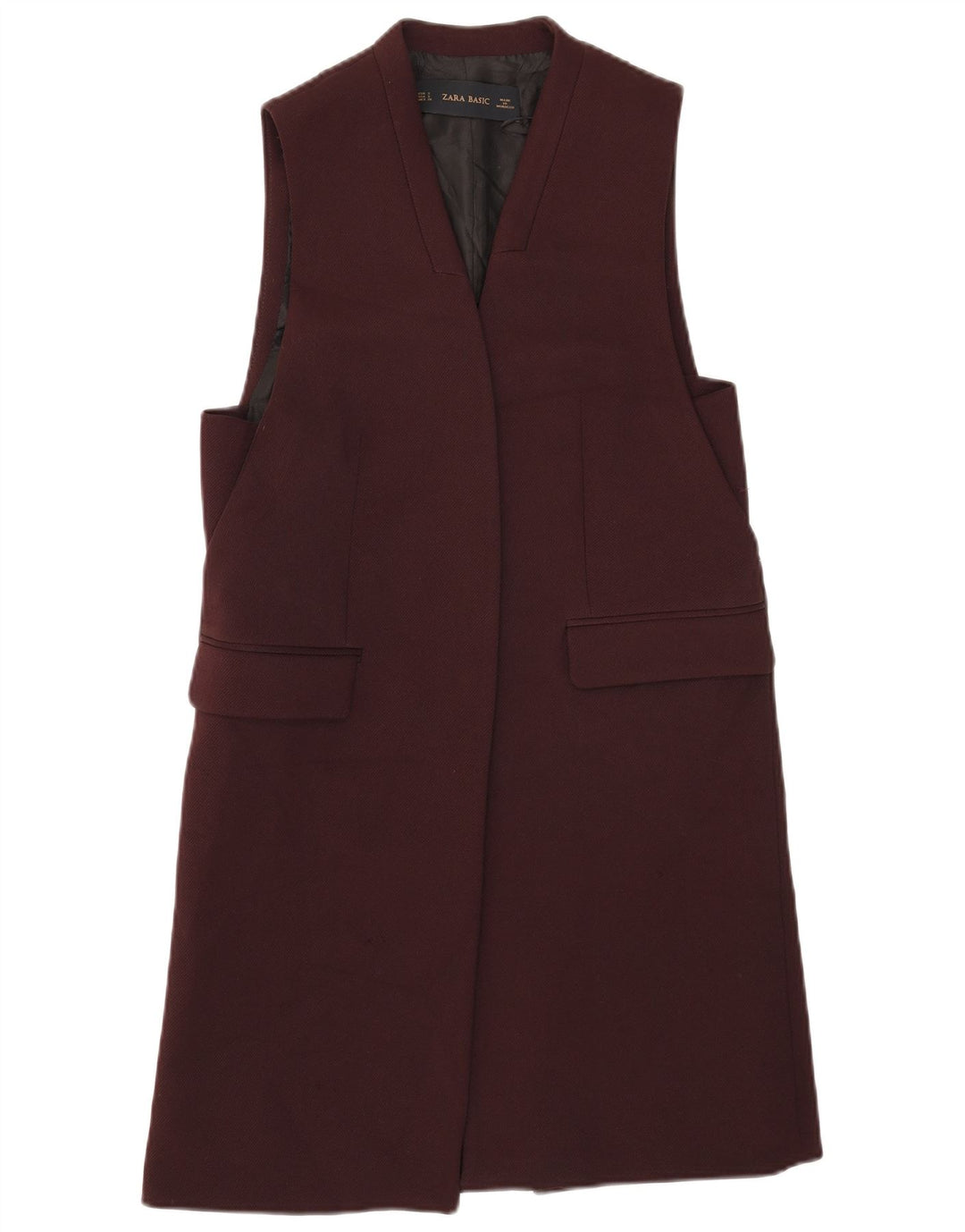 ZARA Damen Offene Weste UK 10 Small Kastanienbraunes Polyester