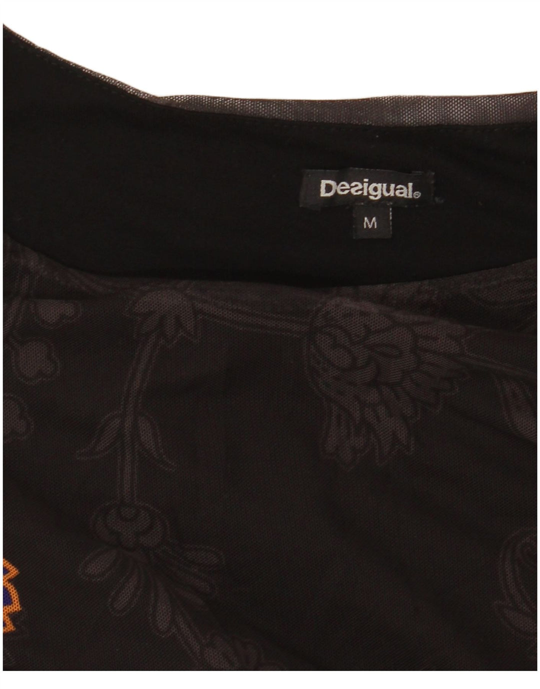 DESIGUAL Damen Langarm-Blusenoberteil UK 12 Mittelschwarz geblümt