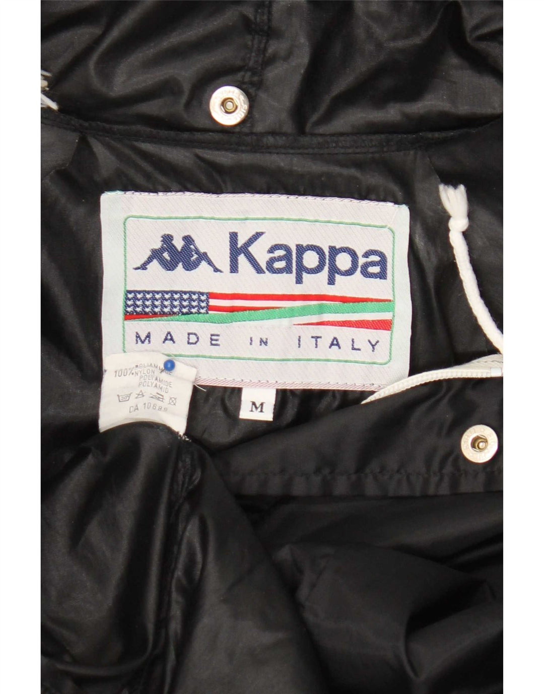 Kappa Herren-Regenjacke mit grafischer Kapuze, UK 38, Mittelschwarz, Colourblock-Nylon