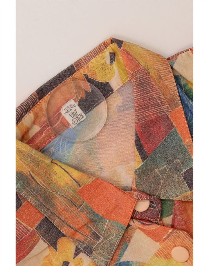 Vintage Damen Kurzarmhemd mit abstraktem Muster UK 20 2XL Mehrfarbig