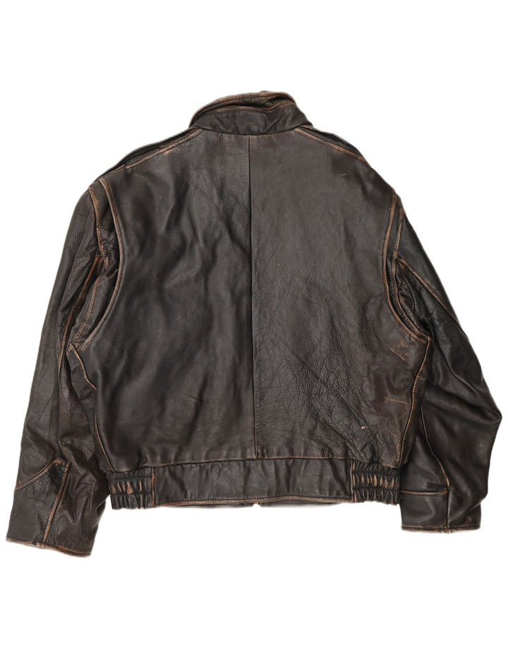 Bomboogie Herren Leder Bomberjacke UK 42 XL Braunes Leder