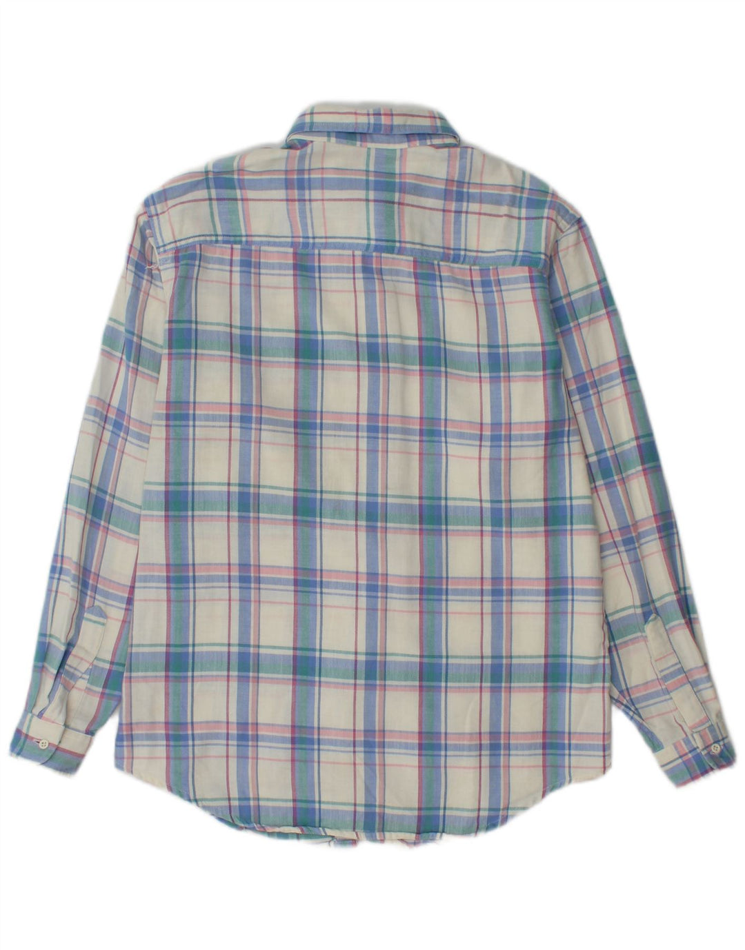 EDDIE BAUER Damen Flanellhemd UK 14 Mittelblau karierte Baumwolle