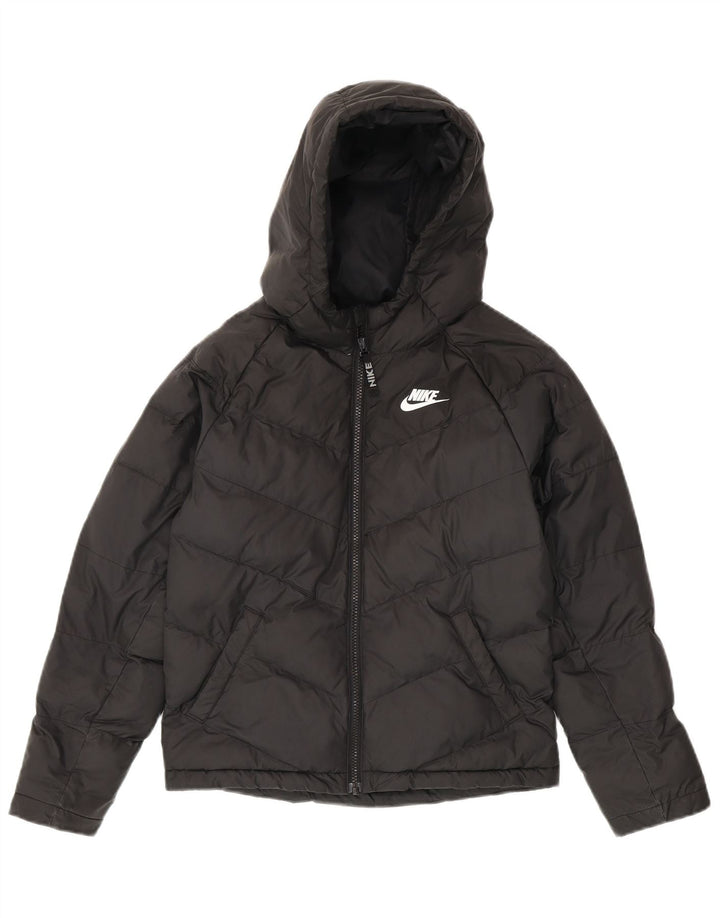 Nike Jungen-Kapuzenjacke, gepolstert, 10–11 Jahre, mittelgroßes schwarzes Polyester