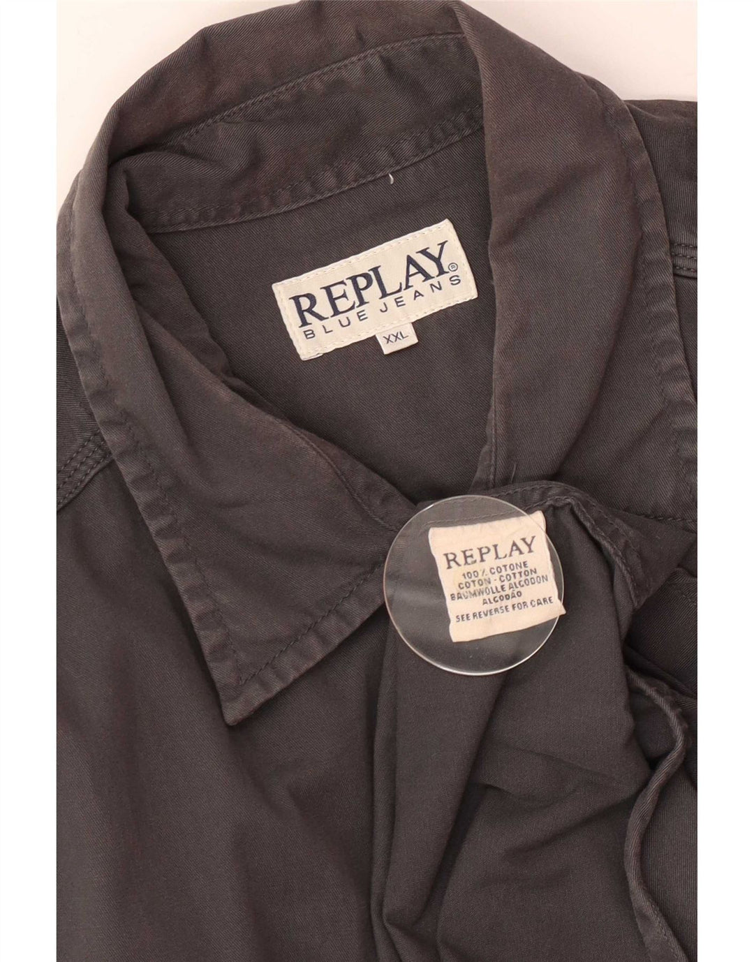 Replay Herren-Jeanshemd 2XL aus grauer Baumwolle