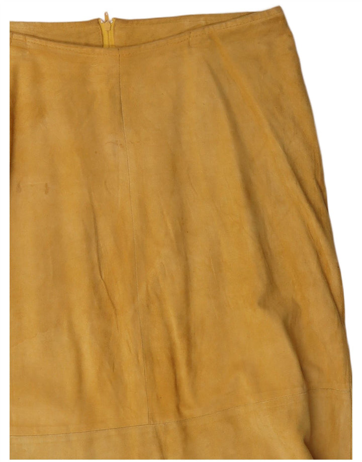 VINTAGE Damen Wildlederrock IT 44 Medium W30 Gelbes Leder